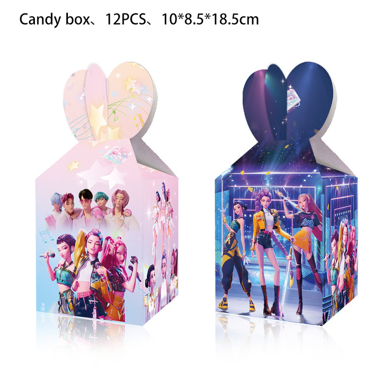 亚马逊蓝色POP猎魔女团主题生日派对用品套装纸盘纸巾桌布装饰|undefined