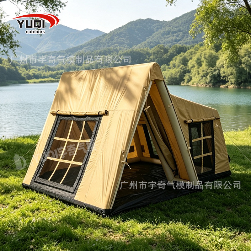 12.6 square meters outdoor camping quick-open inflatable tent, portable Oxford cloth inflatable tent for travel, camping tent for family use