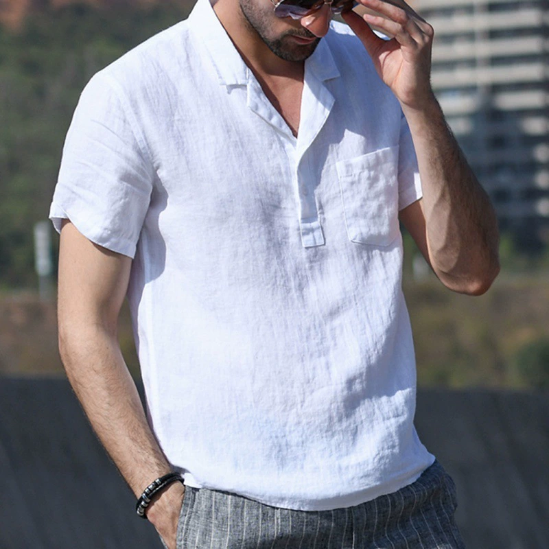 (Границы торговли), ретро рубашка, коллекция 2022 года, slim fit, хлопок и лён