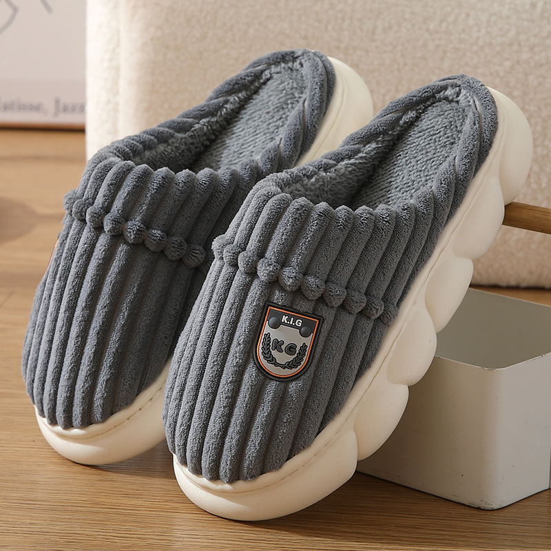 Zapatillas de algodón para el hogar para hombres más tamaño fondo grueso sala de invierno terciopelo cálido Zapatillas de algodón de alta gama zapatillas de invierno hombres