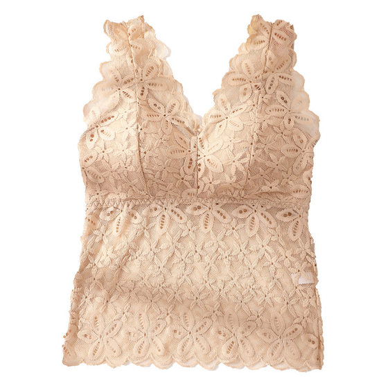 2108# New Mori Color Full Lace Back Wrap Breast Latex Pad Anti-running All-match Base Vest Underwear for Women