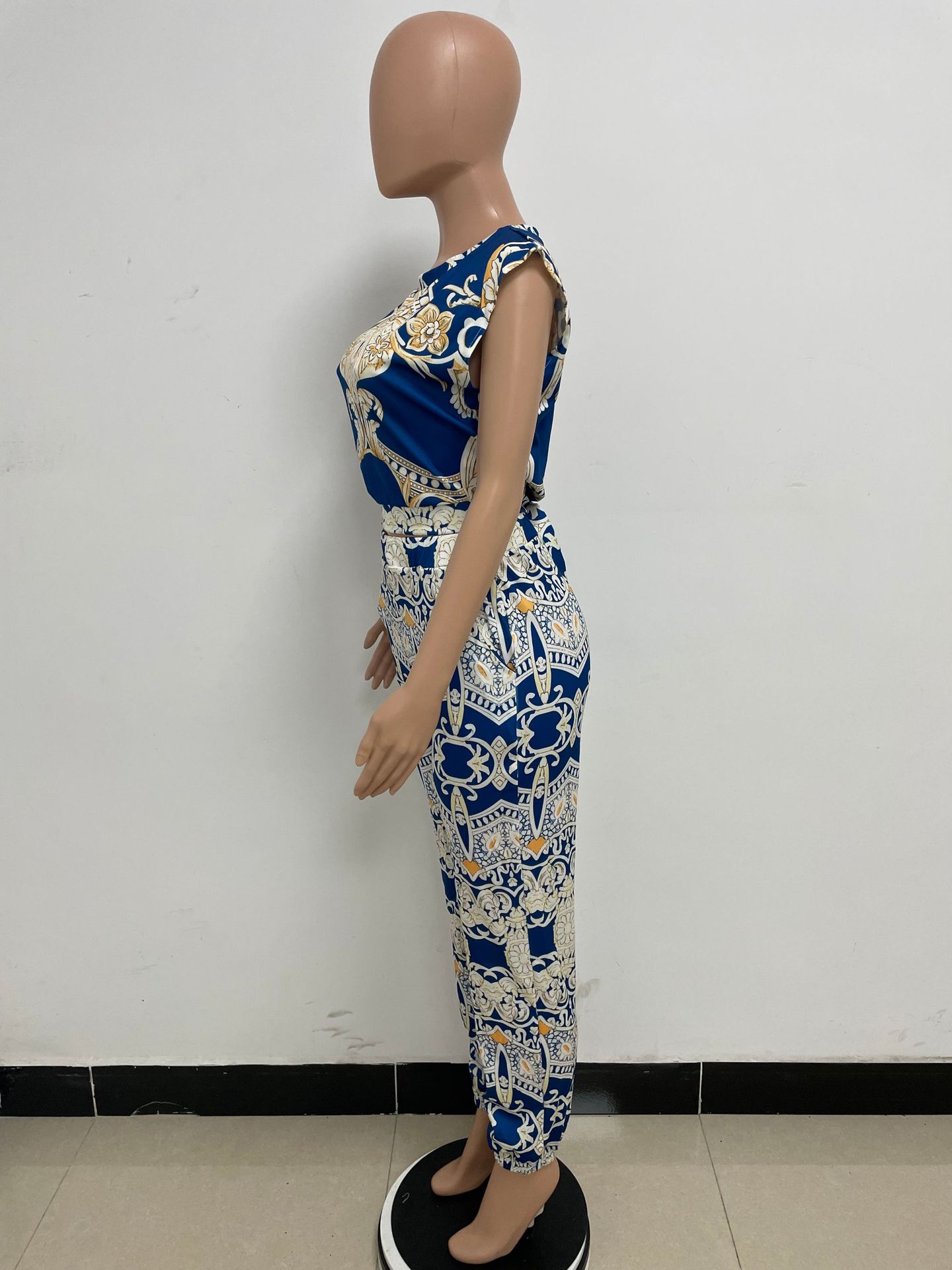 350g Weight Sleeveless Sleeve Length Spandex, Polyester Fabric Type Pant Co-ord Set Sets Type 2 Pieces Set Quantity Daily Occasion Round Neck Neckline Slim Fit Type Printing Pattern Summer Season Women's Gender Vacation Style Daily Women's Vacation Printing Spandex Polyester Pant Co-ord Set Pants Sets 14