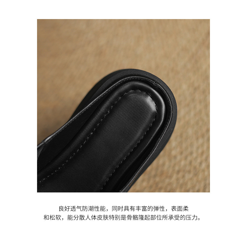 Sandal miệng cá đế xuồng cao su dày dáng người nhỏ, dép xỏ ngón mùa hè platform — Màu đen chi tiết 19