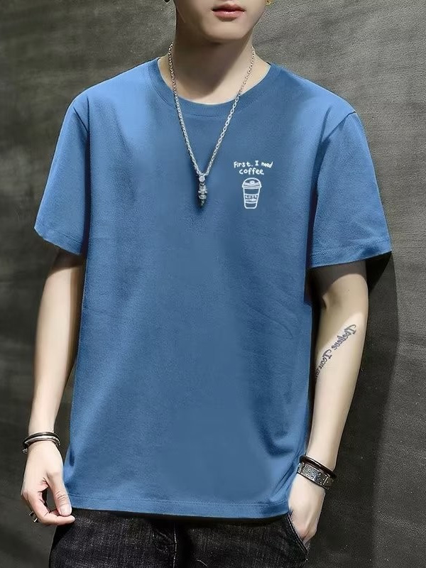 Japonés suelto 2024 nuevo control de verano de manga corta para hombres jóvenes todo fósforo camiseta estampada de moda blanco