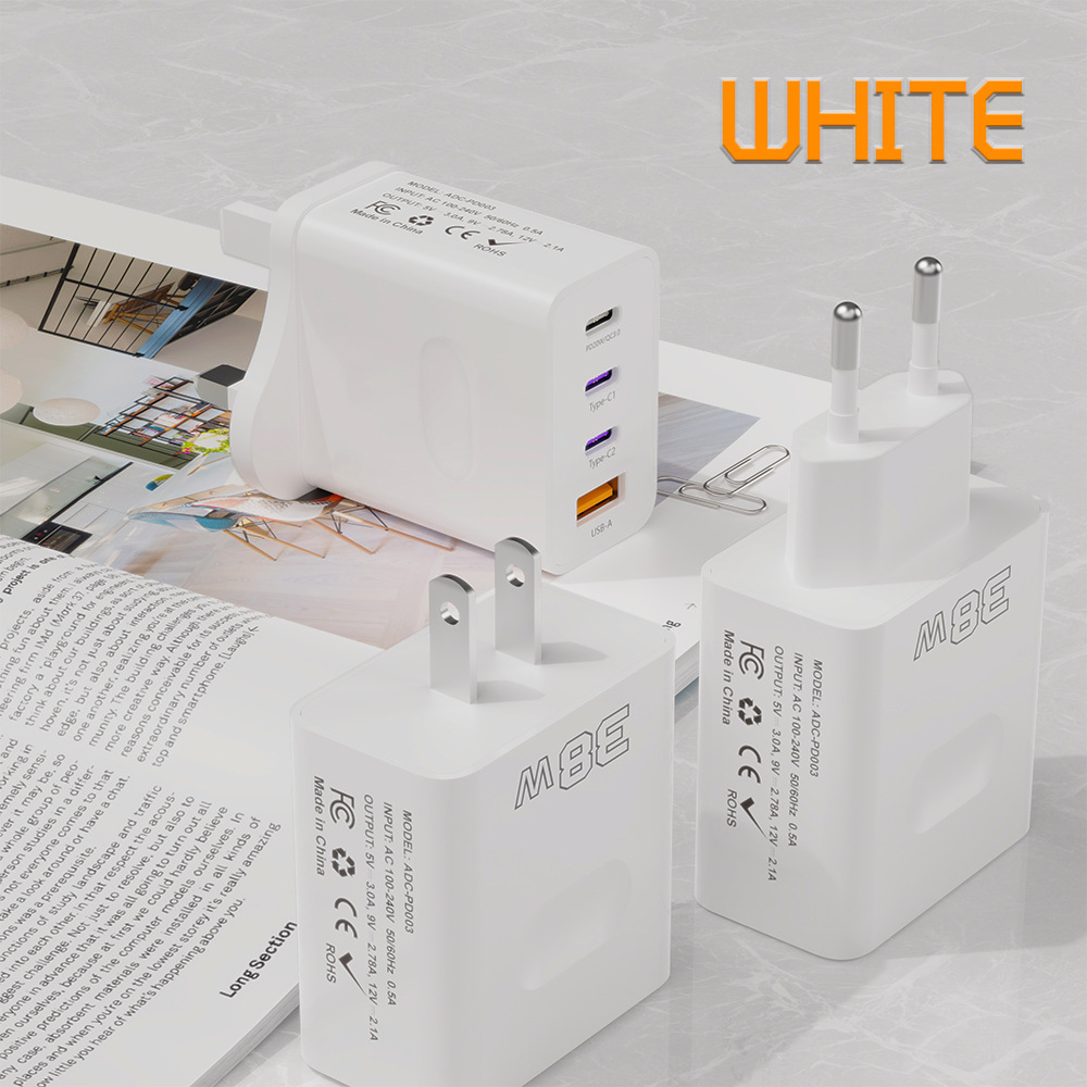 Cargador de alta potencia multipuerto poroso con cabeza de carga rápida de uso general, estándar americano, estándar europeo, estándar británico, estándar australiano, multiinterfaz