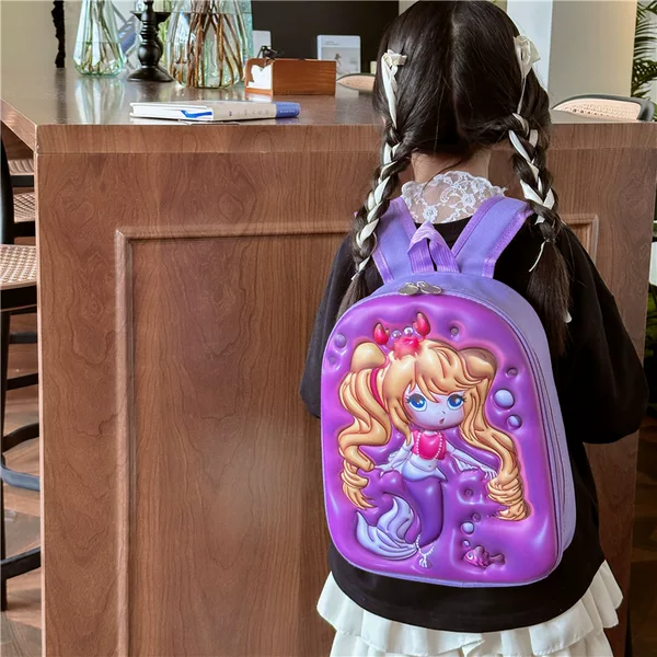 Children's Stereo Schoolbags, Kindergarten Boys and Girls, Large-Capacity Backpacks, Cartoon Cute Concave Shell Stereo Backpacks