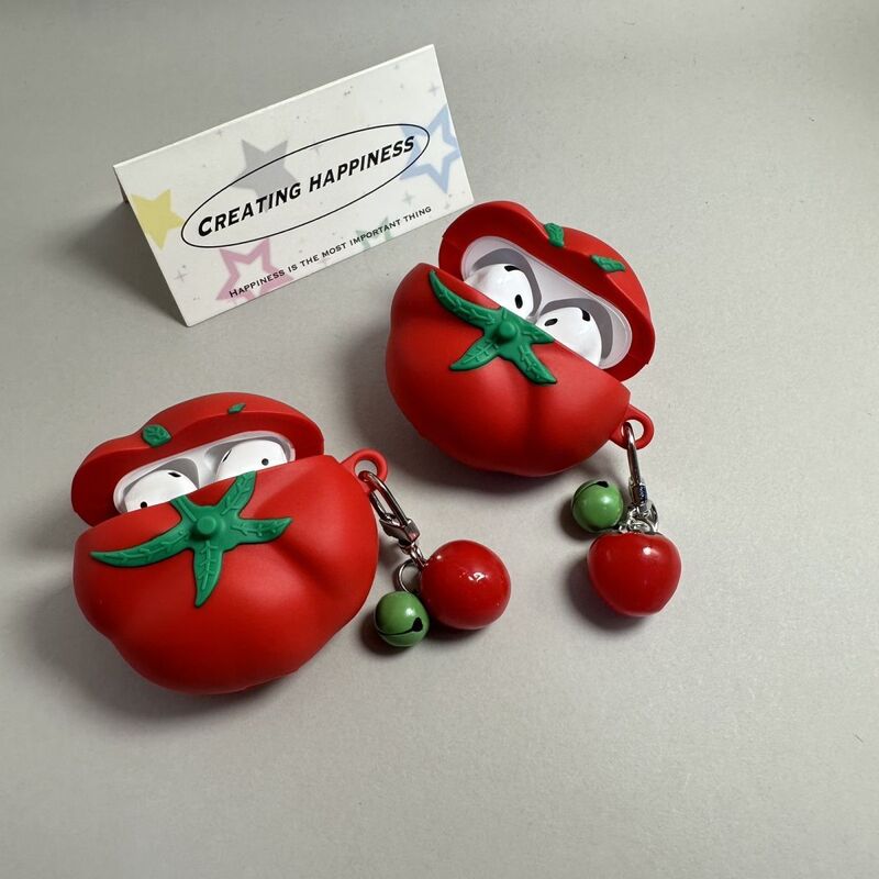 クロスボーダー立体赤色トマトはAirpods4アップル無線bluetoothイヤホン保護カバー3世代Pro2を適用します。|undefined
