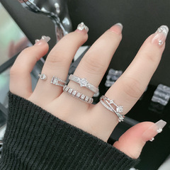 Minimalist delicate hoop ring for women, white opening, Instagram cool style, sweet and cool temperament, stackable high-end finger ring accessory, trendy
