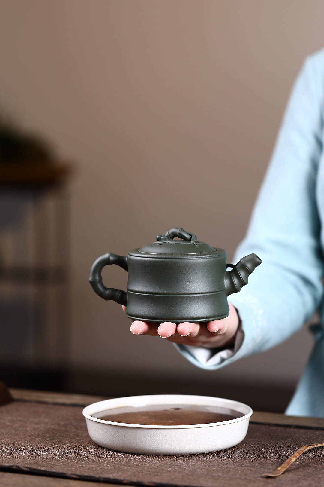 Handmade Green Mud Purple Sand Teapot – Bamboo-Inspired Design 11 O1CN01EmA6tQ1wAnJH7Vq8v !!2213306496268 0 cib