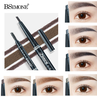 Bsimone Small Triangle Ultra-Fine Eyebrow Pencil, Easy to Color, Automatic Rotating Dual-Ended Eyebrow Pencil with Brush Head