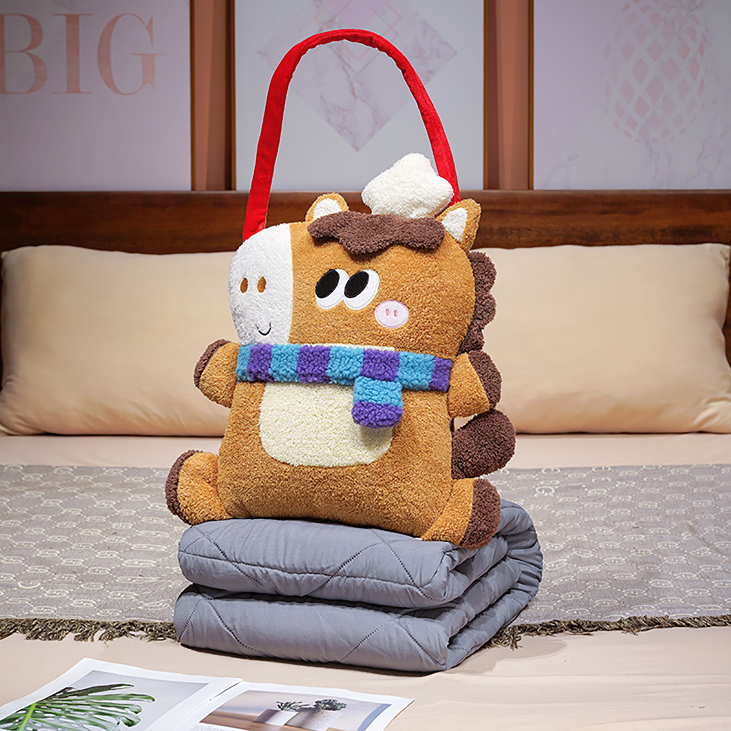 Cute colcha de almohada, manta de automóvil de doble propósito, almohada de coche 2 en 1, almohada de siesta de oficina, cojín de sofá