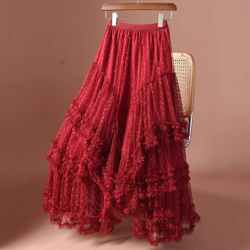 Mesh Heart Printed Skirt Image 1