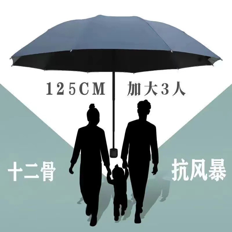 Manual 12-Rib Extra-Large Storm-Resistant Dual-Use Folding Sunshade Umbrella, Reinforced and Thickened, Enlarged Sun Protection Umbrella