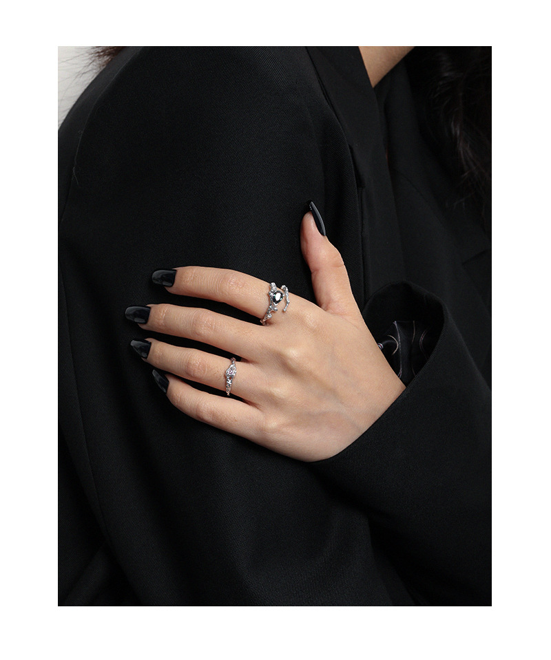 Korean version of ins niche design sense micro-inlaid zircon lava texture texture S925 sterling silv