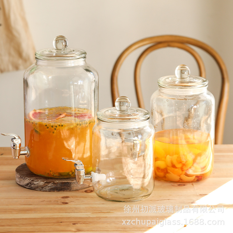 加厚玻璃罐泡酒瓶带龙头酿酒酵素桶饮料桶柠檬果汁瓶家用小容量