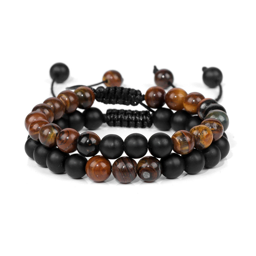 Bracelet GOLBALJEW woven aromatherapy tiger eye, 8 mm beads, adjustable 18.5 cm