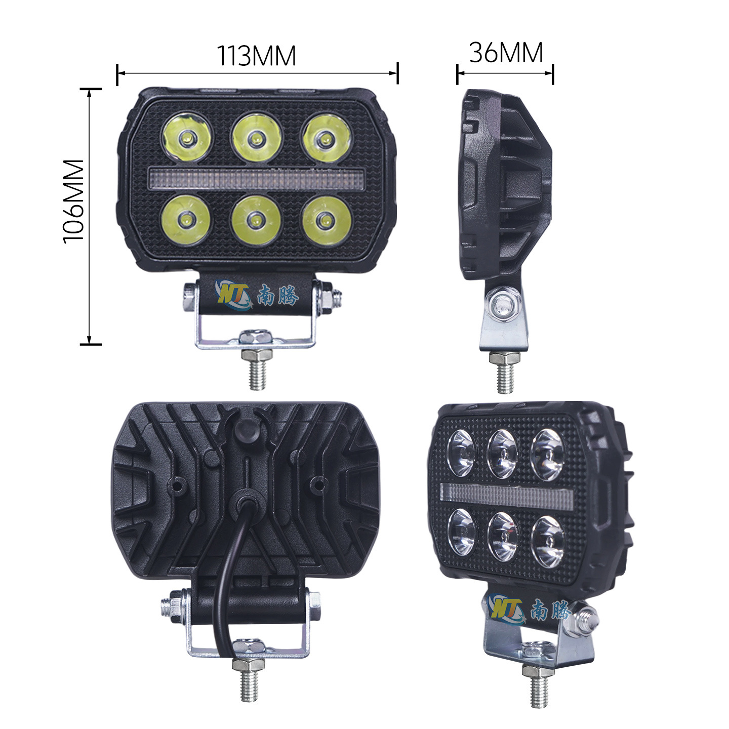 Transformación de automóviles y camiones led luz de trabajo cuadrada con luz diurna vehículo todoterreno de doble color faro image 6