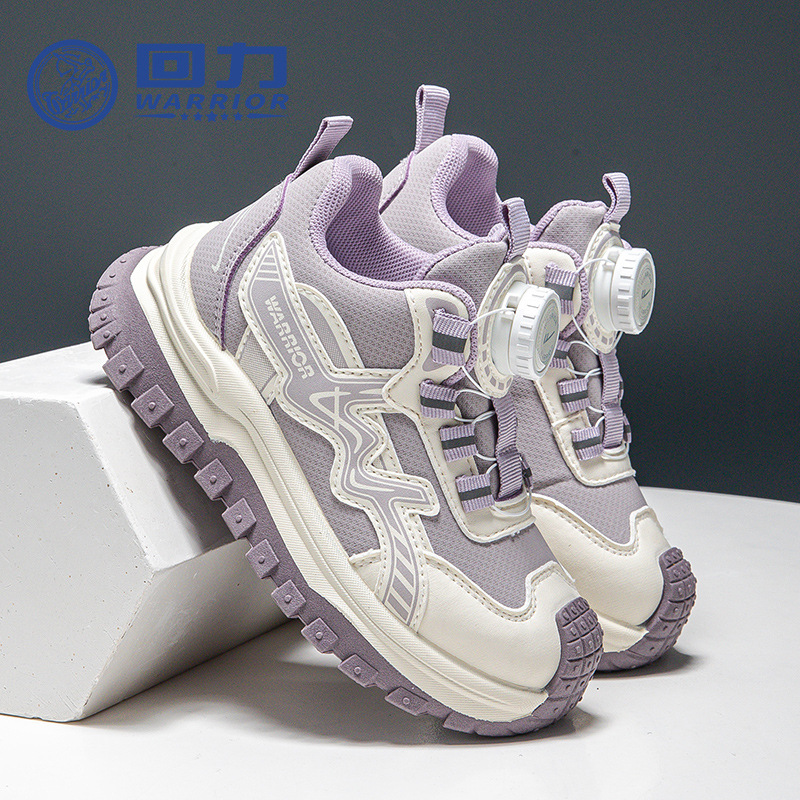 Zapatos de botón de neumático de cuero púrpura para niñas zapatos casuales al aire libre para niños con suela gruesa zapatos de otoño y invierno