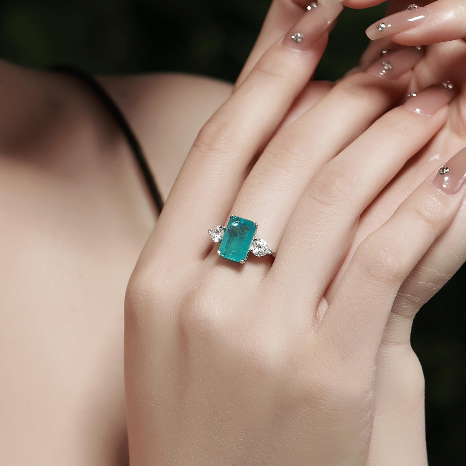 Glam Square Sterling Silver Plating Zircon Rings