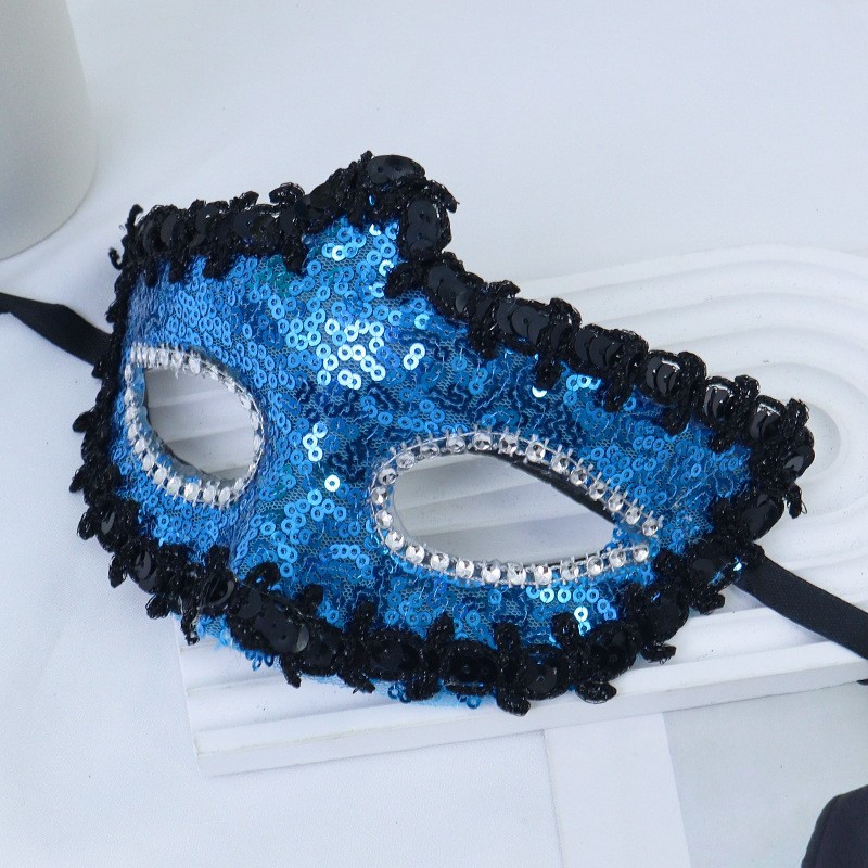 Nuevo cross-border Halloween sequinado baile media cara máscara de fiesta misteriosa sexy vestido de moda damas máscara de ojos