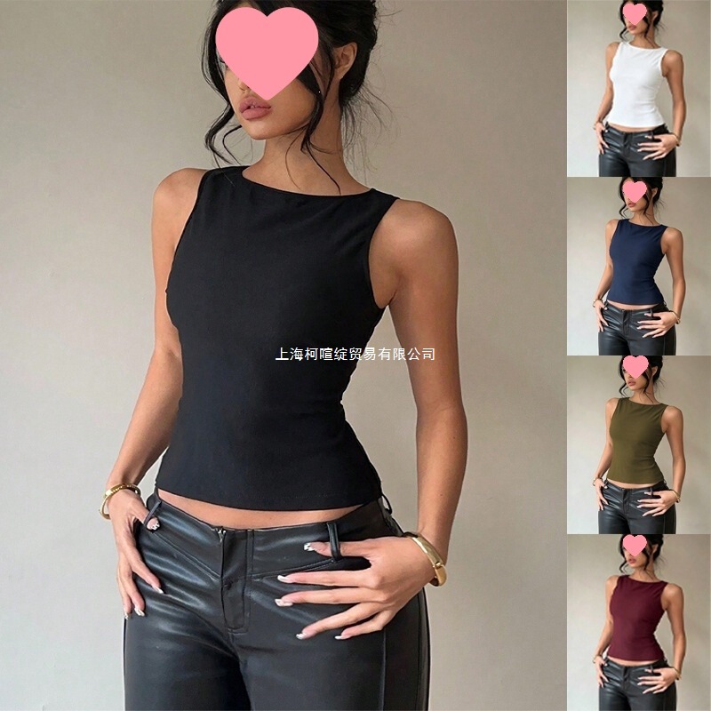 Amazon Foreign Trade European and American Women's Clothing 2026 Summer New Style Small Vest Elastic Sleeveless Slim Fit Strappy Top Women's Clothing