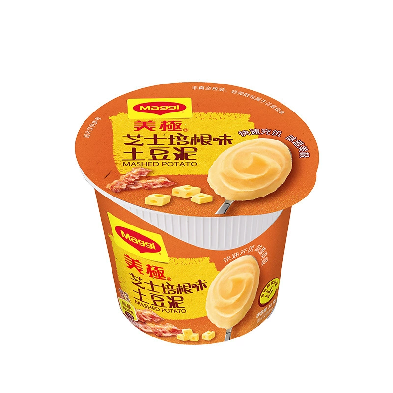 Maggi Магги предпочитает картофельное пюре с сыром и беконом со вкусом свежего молока 35 г/чашка для взрослых и детей в качестве поздней ночи закуски