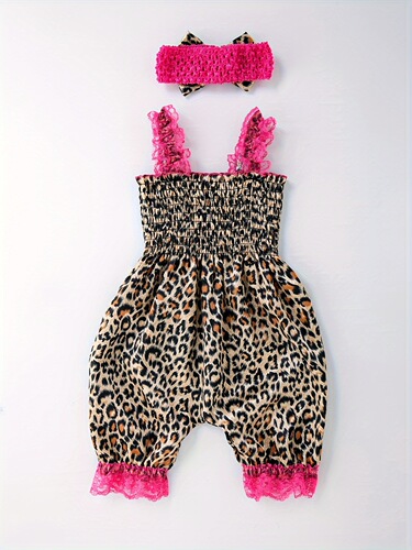 2PCS Baby Jumpsuit Lace Sling Girl Baby Bloomers Fashion