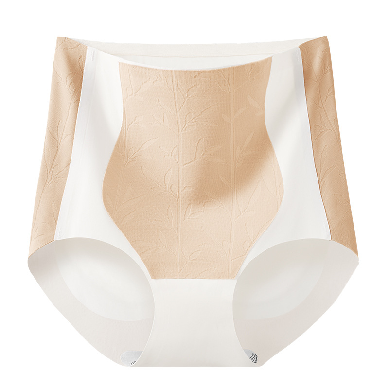 Hielo de seda jacquard abdomen cintura alta glúteos calzoncillos sin costuras calzoncillos anti-pellizco glúteos antibacterianos entrepierna pantalones de vientre calzoncillos de mujer