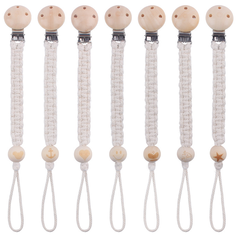 Hemu impreso cuentas tejidas a mano Cadena de pezón Bebé suministros Hemu pezón clip pezón cuerda calmante bebés