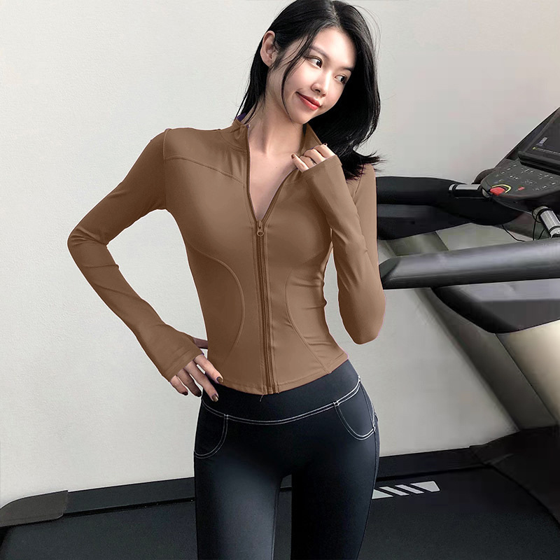 Quick-drying Stand-up Neck Yoga Clothes, Slim And Thin Waist Sports Tops, Fitness Clothes For Women_desvips.com