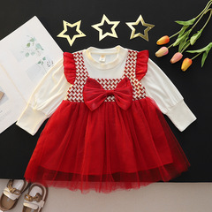 兒童春秋季新款女童連衣裙周歲禮服裙子女寶寶長袖公主裙童裝批發