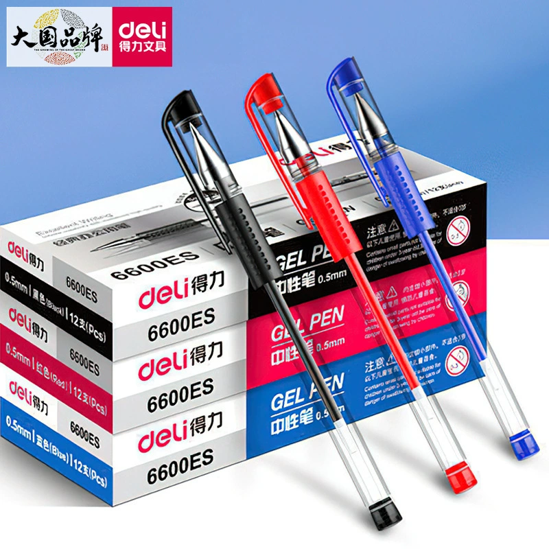 Гелевая ручка для удаления пулевидной крышки Deli 6600ES, черная, 0,5 мм, офисная ручка, красные чернила, синяя ручка для подписи