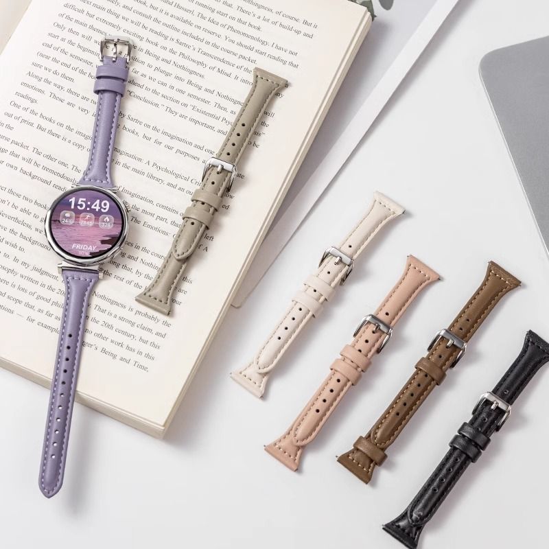 Suitable for Huawei Gt4/Gt5 Watch Strap, Gt6 Leather Retro Small Waist Pin Buckle Quick Release Watch Strap, Samsung 18mm Watch Strap