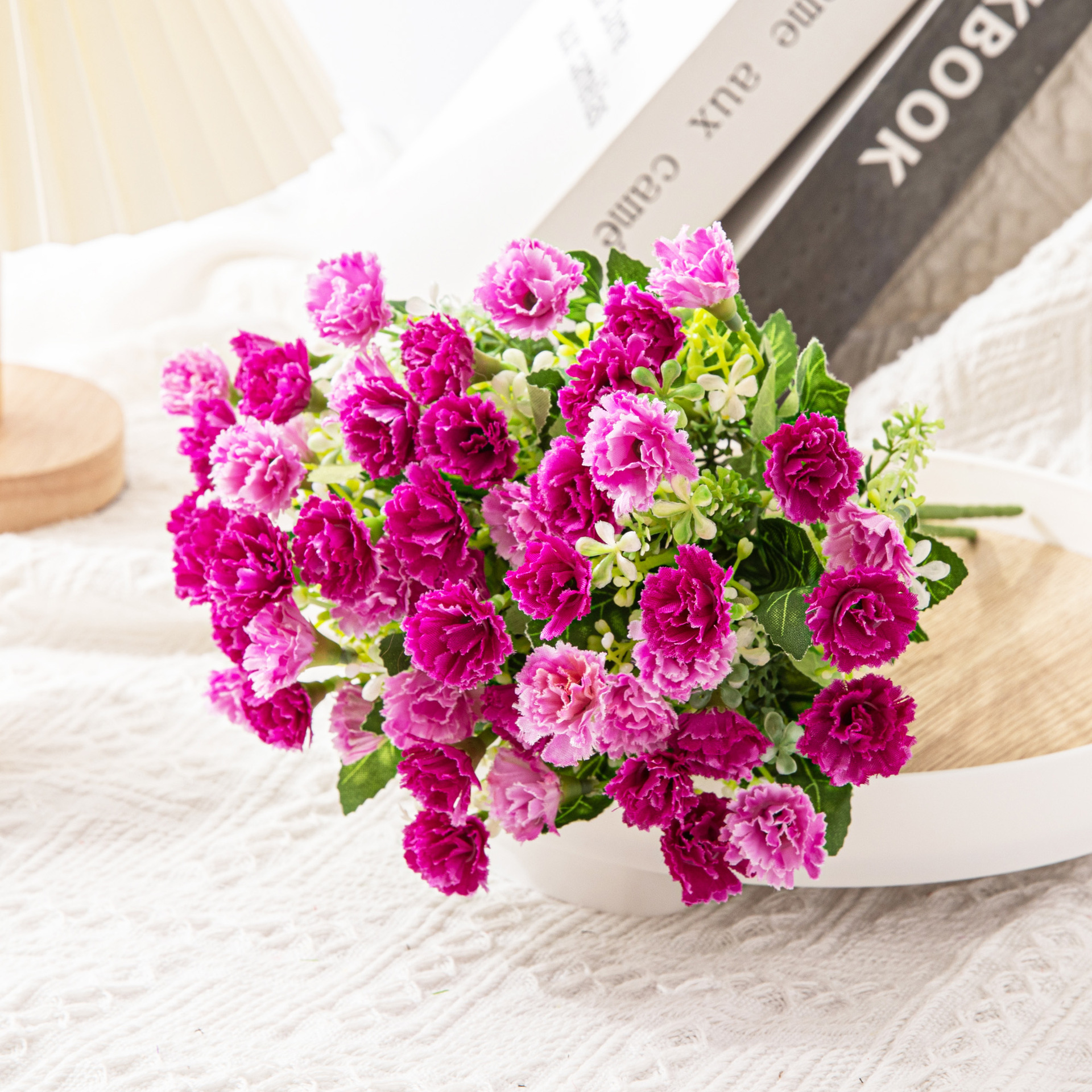 Simple flor artificial Flor de plástico verde planta decoración salón decoración fragante Clavel floral al por mayor