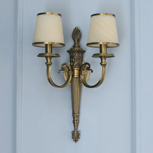 美式高端别墅客厅背景墙灯具创意欧式壁炉楼梯卧室床头长全铜壁灯