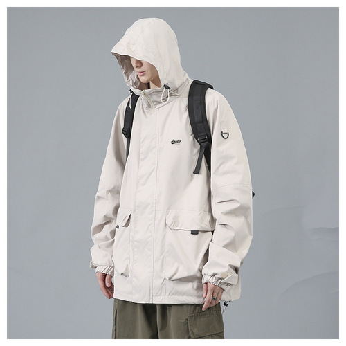 Japanese-style utility jacket for spring and autumn—American-style trendy brand, plus-size design, perfect for young adults; men's casual, edgy, and cool autumn outerwear.