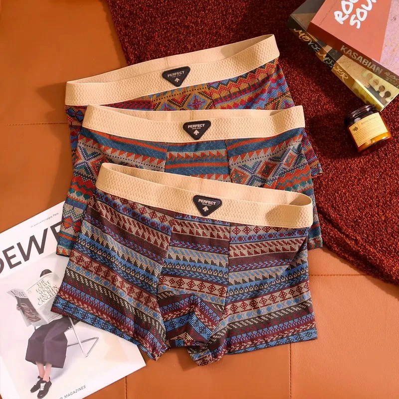 Retro Chinese Ethnic Style Underwear Men's Cotton Breathable Boxer Briefs Comfortable Trendy Boxer Briefs Printing