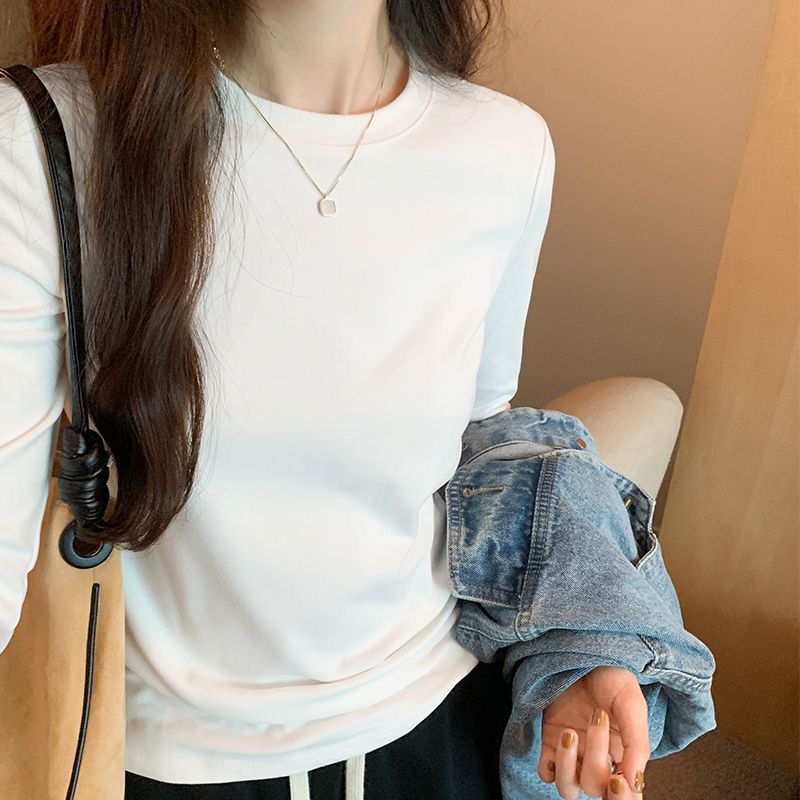 Pesada camiseta de base negra de terciopelo alemán de doble cara para mujeres otoño y invierno nuevo estilo coreano de terciopelo de doble cara grueso camiseta de manga larga image 3