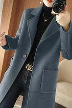 纯色毛呢子双面呢羊大衣女士中长款春秋季小个子修身绒外套穿厂家