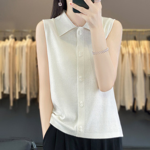 Thin foreign-style collar sleeveless slimming temperament base vest white gray khaki