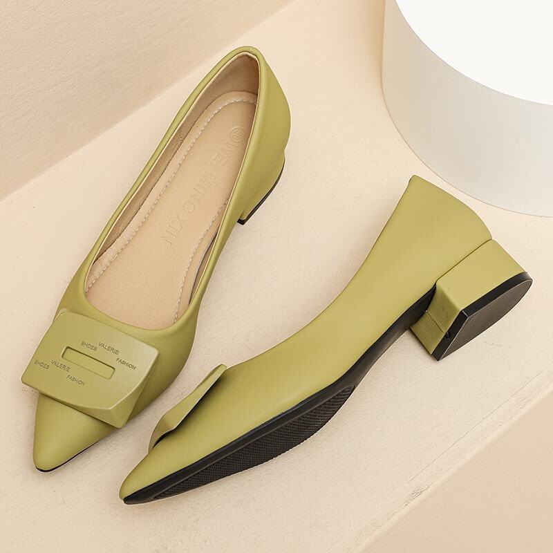 Comfortable Chunky Heel Women's Shoes 2023 New Style Shallow Mid-Heel Pointed Toe Flat Work Shoes Elegant Black Loafers Comfortable Chunky Heel Women's Shoes 2023 New Style Shallow Mid-Heel Pointed Toe Flat Work Shoes Elegant Black Loafers