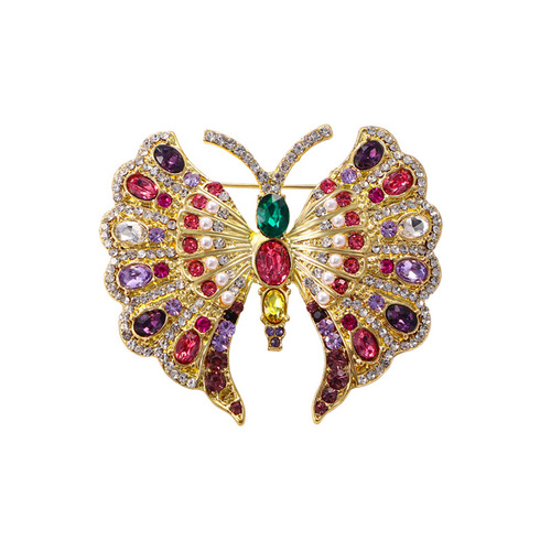 Vintage Full Diamond Butterfly Brooch Exaggerated Insect Coat Jacket Pin Women's New Fashion Accessory Animal Decor