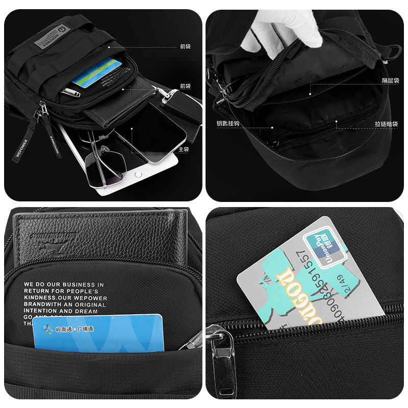 WEPOWER nuevo bolso de hombro resistente al desgaste para negocios de cercanías, bolso de pecho resistente al agua para viajes de ocio para hombres, portátil