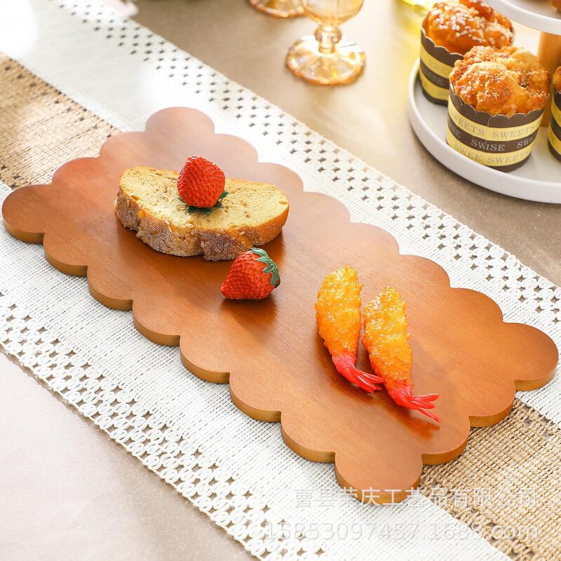 Wooden Fan-Shaped Tray Fan-Shaped Edge Serving Board Wooden Dresser Decorative Tray Food Bread Fruit Chopping Board