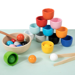 Montessori Classification Cup Kidsren's Color Recognition Matching Hand-Eye Training Teaching Aids Early Education Educational Toys for Babies 1 to 2 Years Old