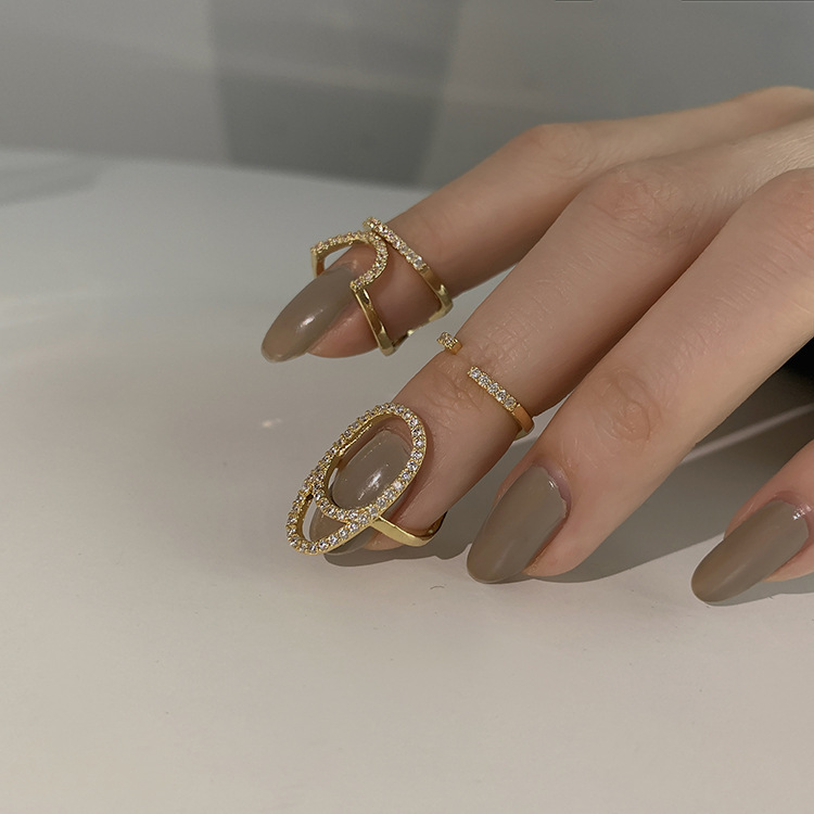 1 Piece Quantity Copper Geometric Zircon Open Rings