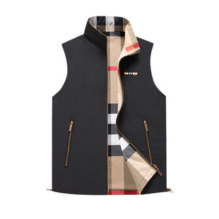 Paul brand men's stand collar vest new loose plus size business casual double-sided waistcoat high-end vest jacket