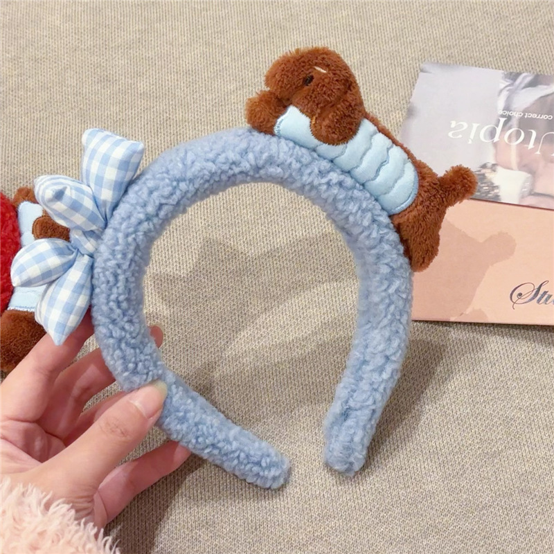 Nuevo lindo Año del Caballo festivo de peluche para las mujeres Año Nuevo lavar la cara de Navidad presión de cabello para la atmósfera de tocado rojo