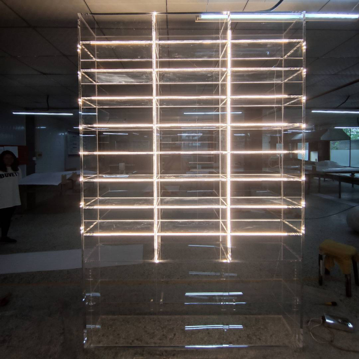 现代简约风亚克力透明发光展示柜大型有机玻璃多宝阁置物架