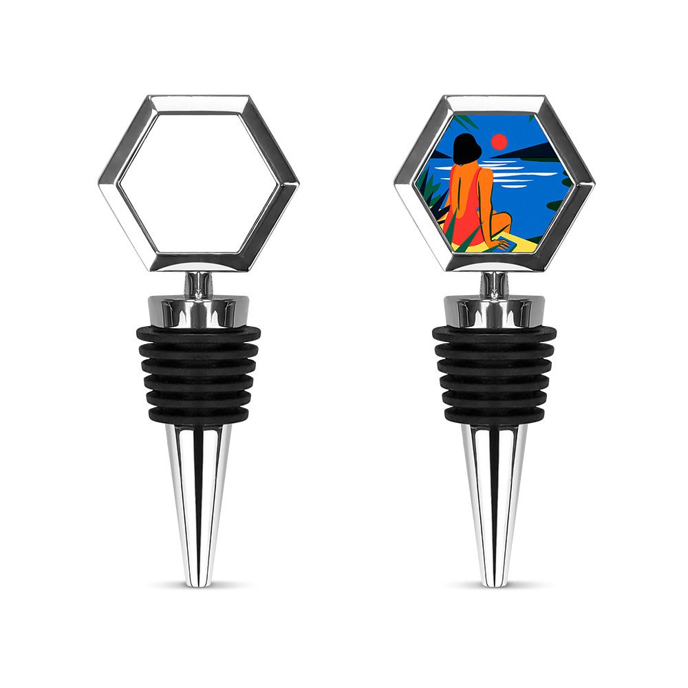 Fábrica directa de sublimación caliente en blanco tapón de vino tinto transferencia de calor tapón de vino hexágono al por mayor